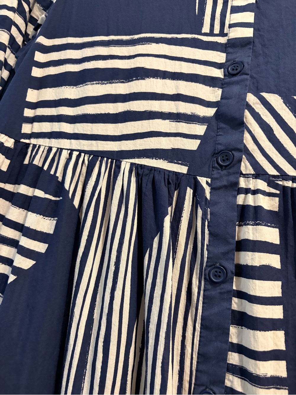 Zara Navy and White Striped Block Midi Shirt Dress - Picture 4 of 5